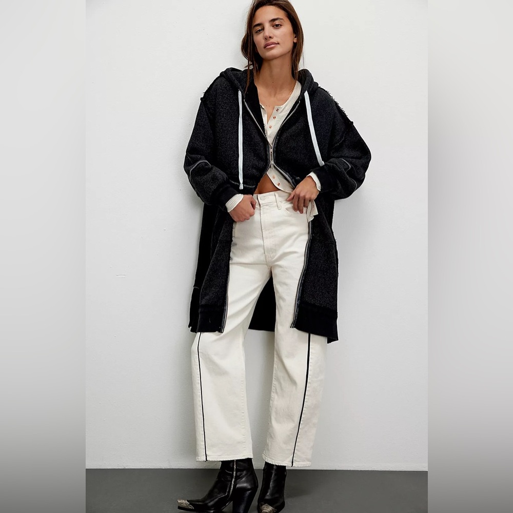 Free People We the Free Long Line Cardi Cardigan Sweatshirt Hoodie Size Large